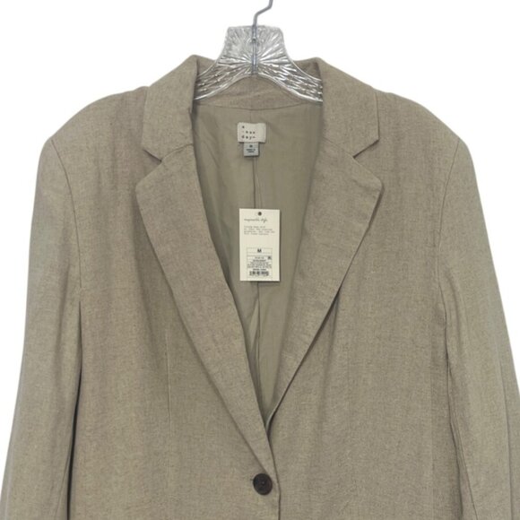 A New Day Linen Blend Blazer Womens Medium Beige New - Picture 4 of 9